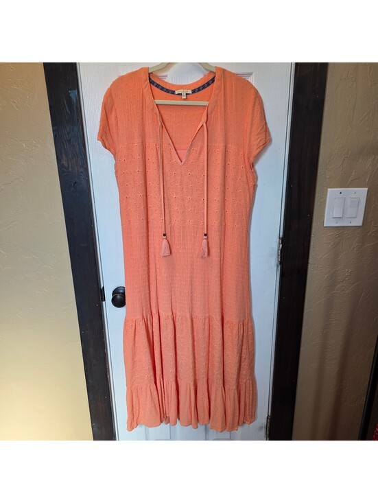 Dresses & Skirts - Kate & Sam Women's Coral Orange Eyelet Dress with Tassel Ties- XL